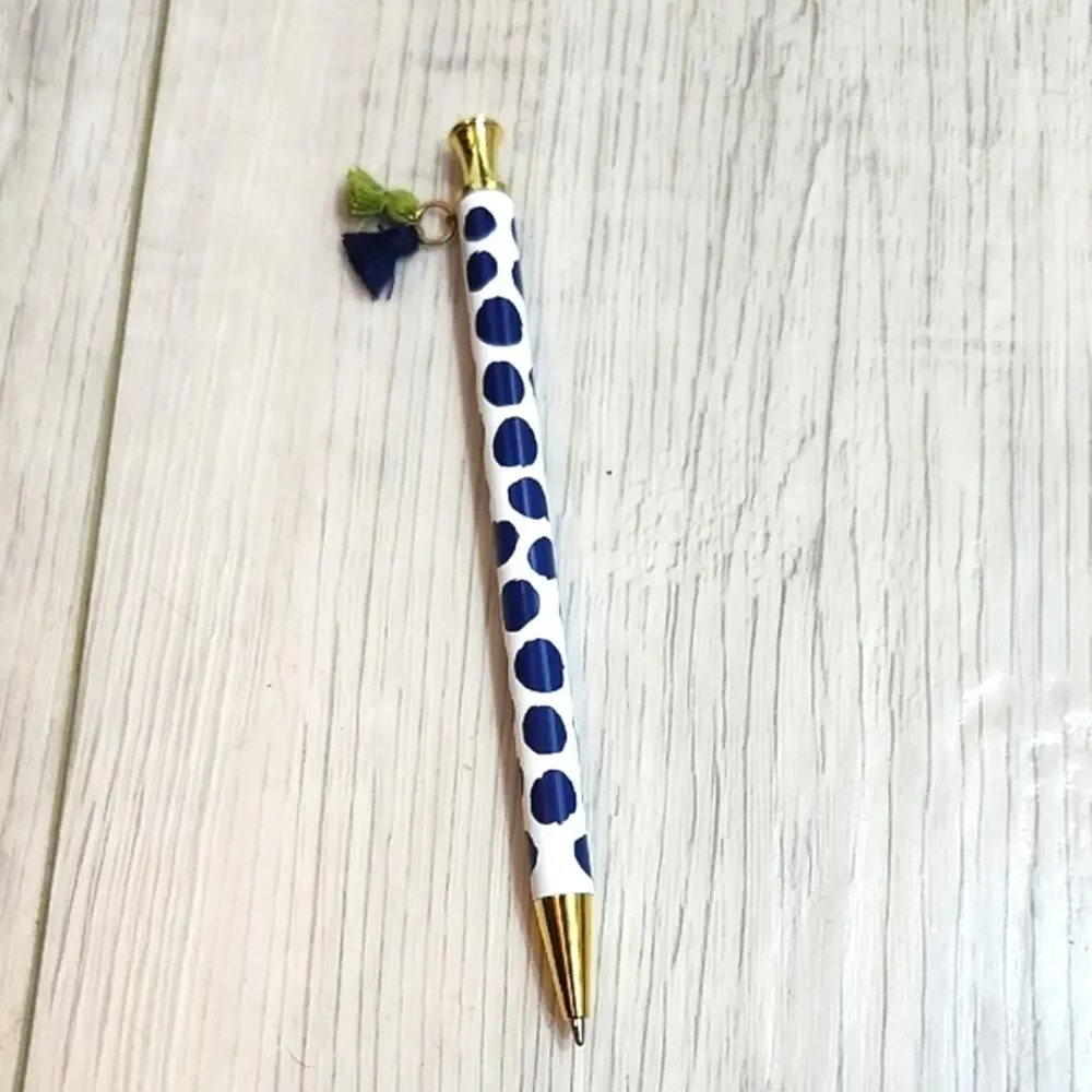 6 - Polka Dot Pens with Gold Accents